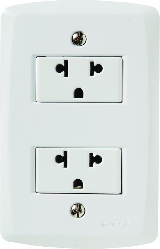 CONJUNTO ARMADO 2 TOMACORRIENTE  2P+T UNIVERSAL 10A-15A 250V BLANCO LUX2