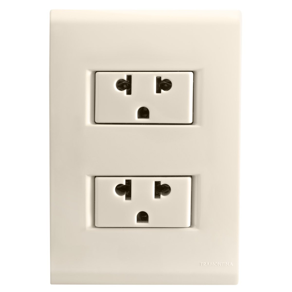 CONJUNTO ARMADO 2 TOMACORRIENTES 2P+T 10A-15A 250V BEIGE LIZ