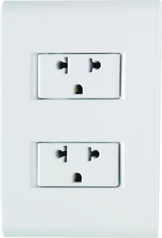 CONJUNTO ARMADO 2 TOMACORRIENTES 2P+T UNIVERSAL 10A-15A 250V BLANCO LIZ