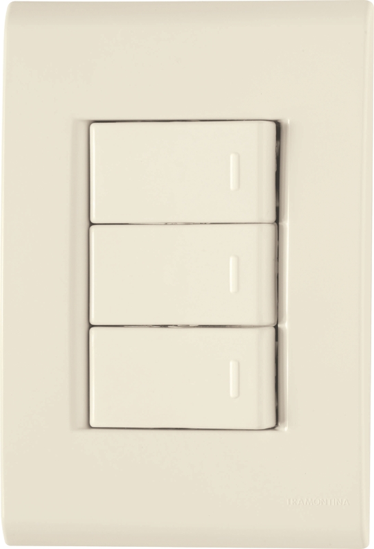 CONJUNTO ARMADO 3 INTERRUPTORES SIMPLE 10A 250V BEIGE LIZ