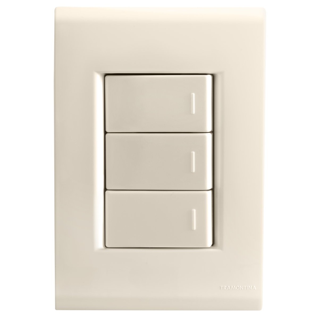 CONJUNTO ARMADO 3 INTERRUPTORES SIMPLE 10A 250V BEIGE LIZ