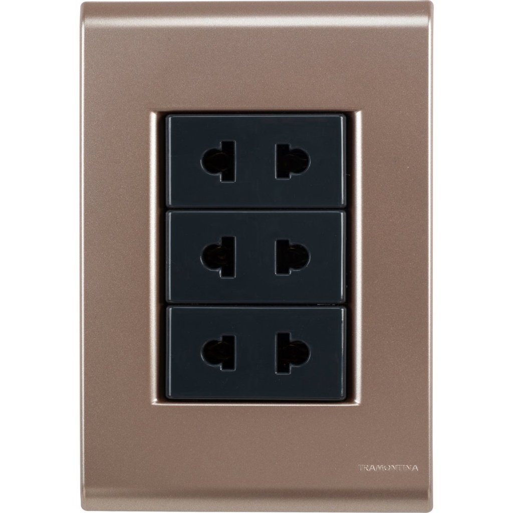 CONJUNTO ARMADO 3 TOMACORRIENTES 2P UNIV 10-15A 250 ORO VIEJO LIZ