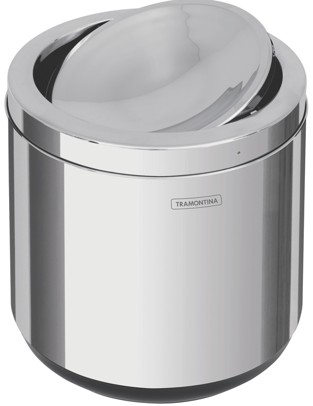 BASURERO CAPSULA 10 L, TAPA DE VAIVEN, EN ACERO INOX.