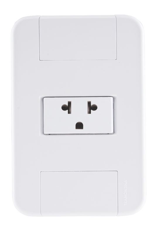 [57240011] CONJUNTO ARMADO TOMACORRIENTE 2P+T UNIVERSAL 10A-15A 250V BLANCO TABLET