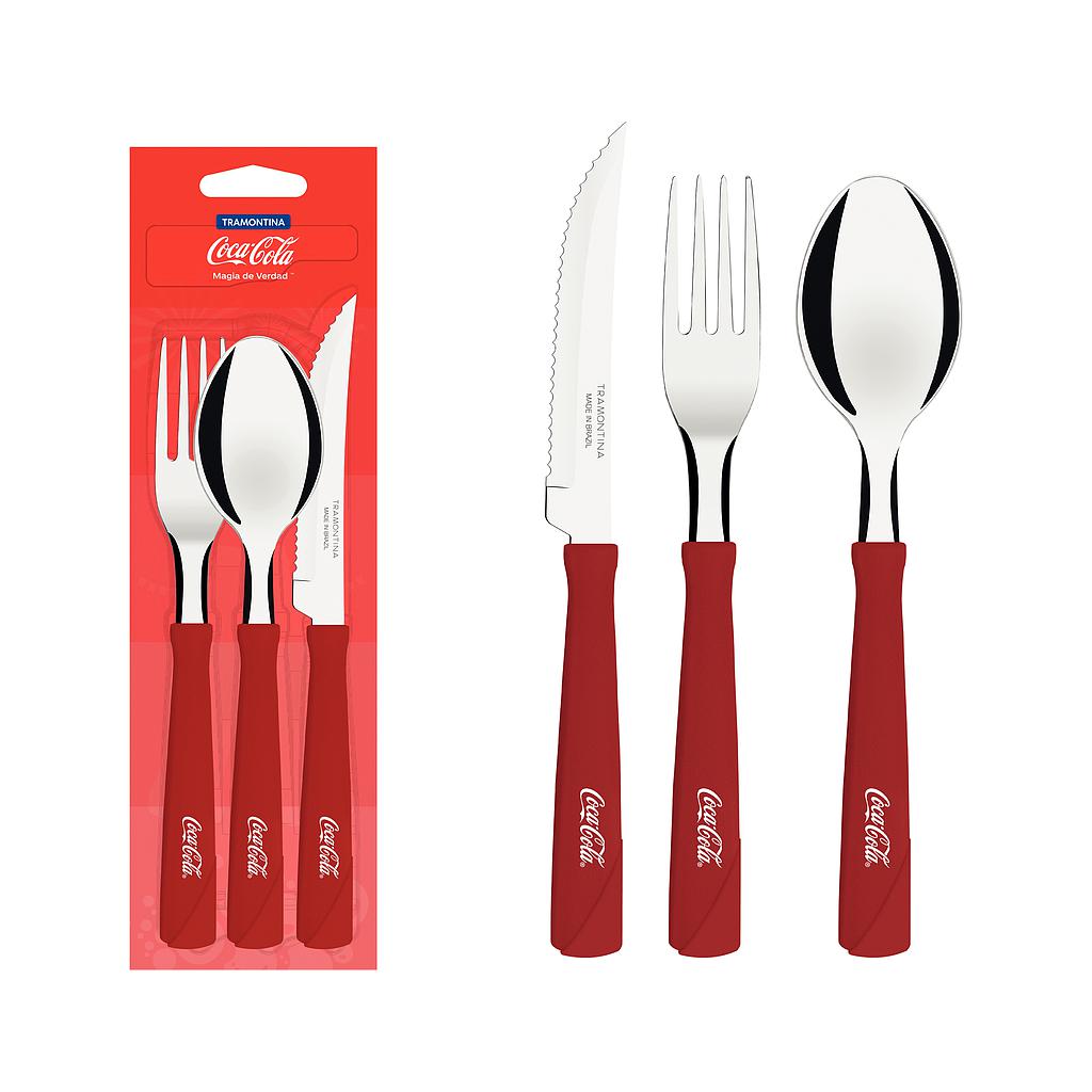 [29899443] JUEGO DE CUBIERTOS 3 PZAS LEME ROJO