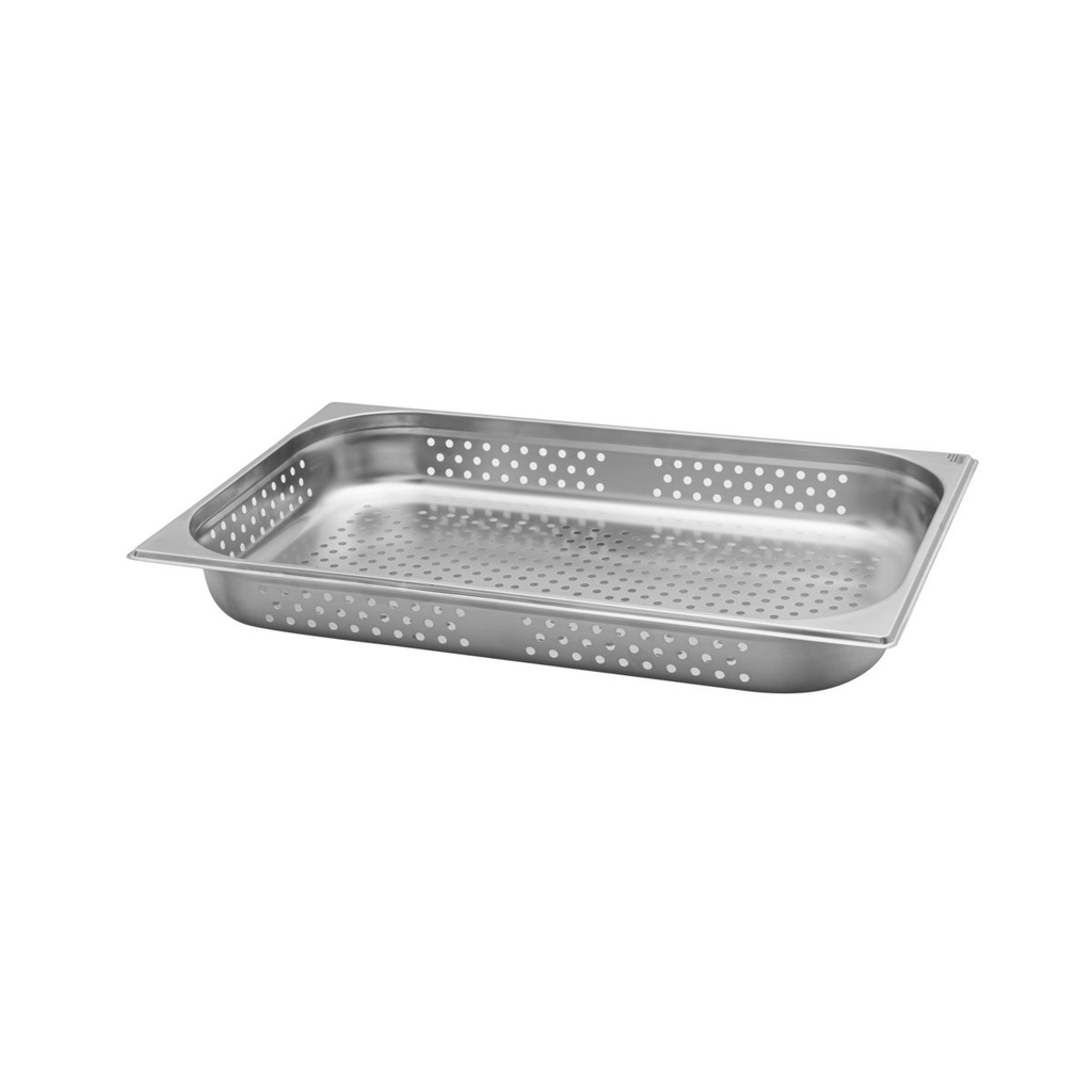 CUBA PERFORADA 1/1, CON 65 MM DE PROFUNDIDAD, EN ACERO INOXIDABLE 201, SIN ASAS