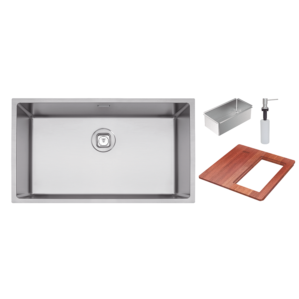 [94000153] CUBA QUADRUM 70, DESIGN COLLECTION, EN ACERO INOX., 70X40 CM CON ACCESORIOS