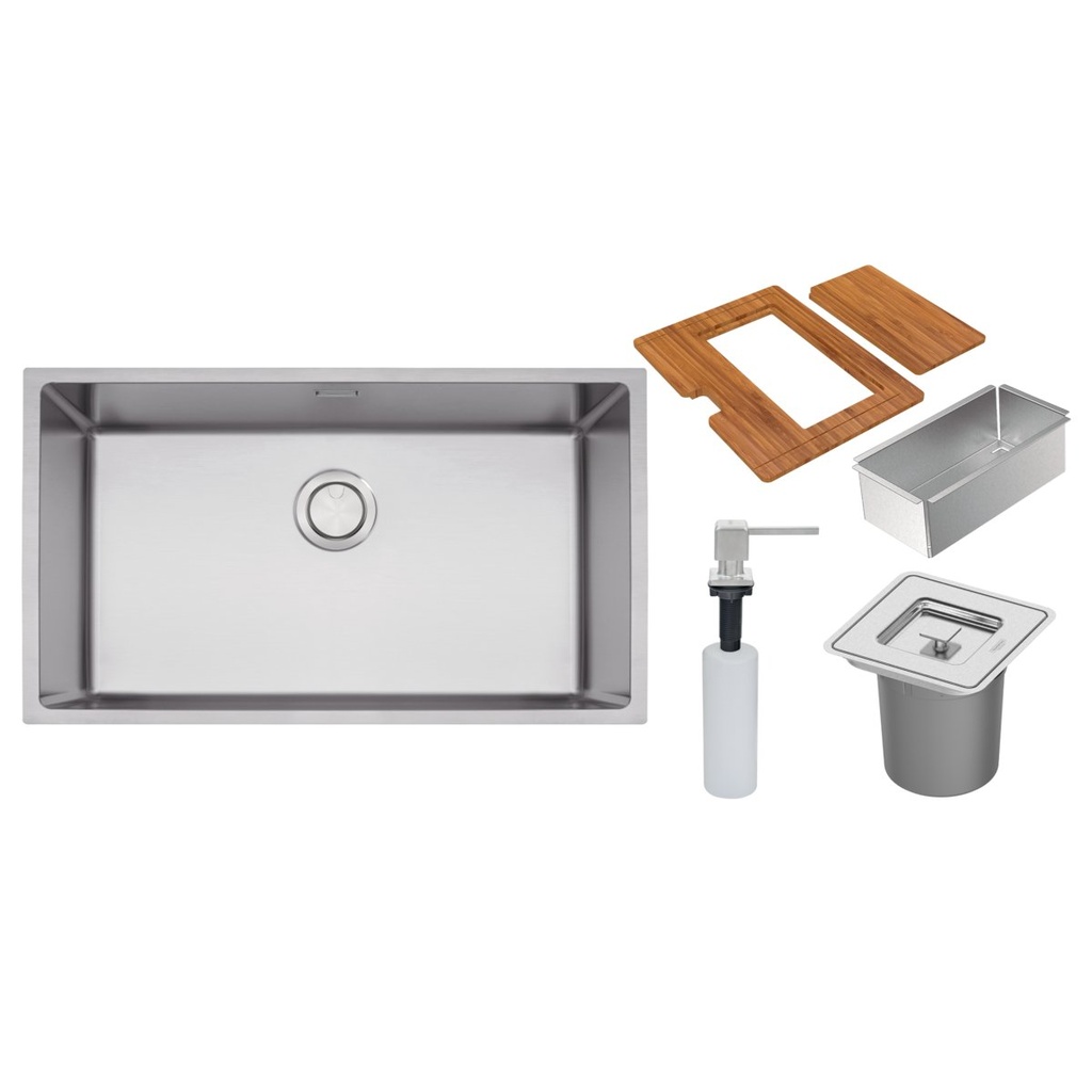 [94000163] CUBA QUADRUM 70, DESIGN COLLECTION, EN ACERO INOX., 70X40 CM CON ACCESORIOS