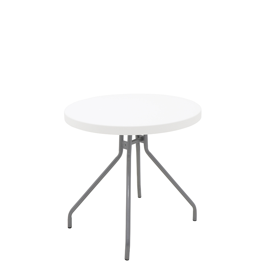 [92394010] MESA BLANCA CIRCULAR Ø79 CM. CON PATAS DE ALUMINIO ZETA