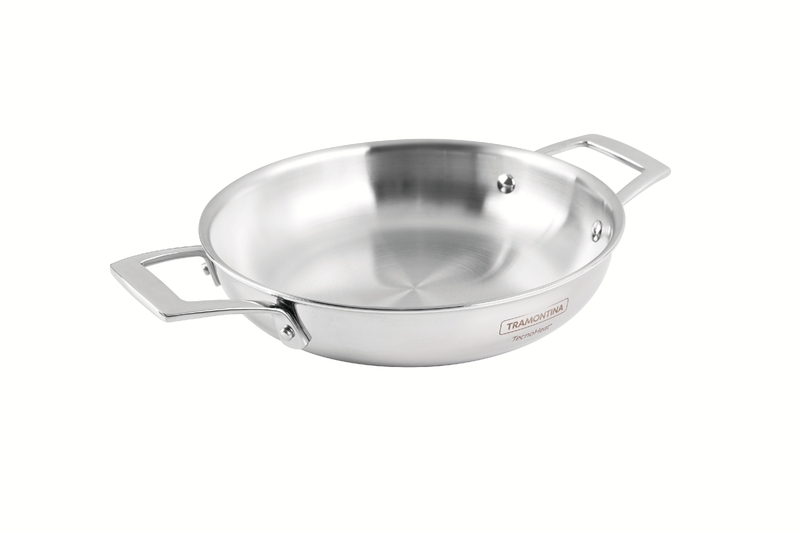 SARTEN PERGAMINO EN ACERO INOXIDABLE FONDO TRIPLE 1,2 L. Ø20 CM GRANO