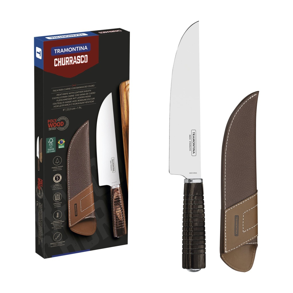 CUCHILLO PARA CARNE 8 EXTREME + FUNDA DE CUERO