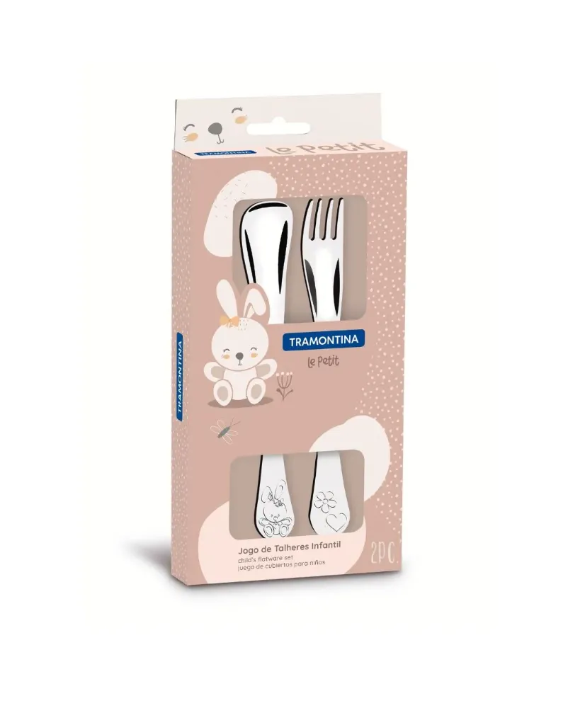 JUEGO  DE CUBIERTOS PARA NIÑOS EN ACERO INOXIDABLE 2 PIEZAS LE PETIT