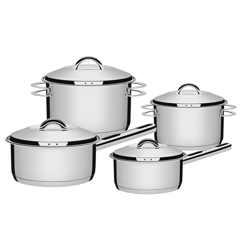 JUEGO DE OLLAS EN ACERO INOXIDABLE FONDO TRIPLE 4 PIEZAS SOLAR