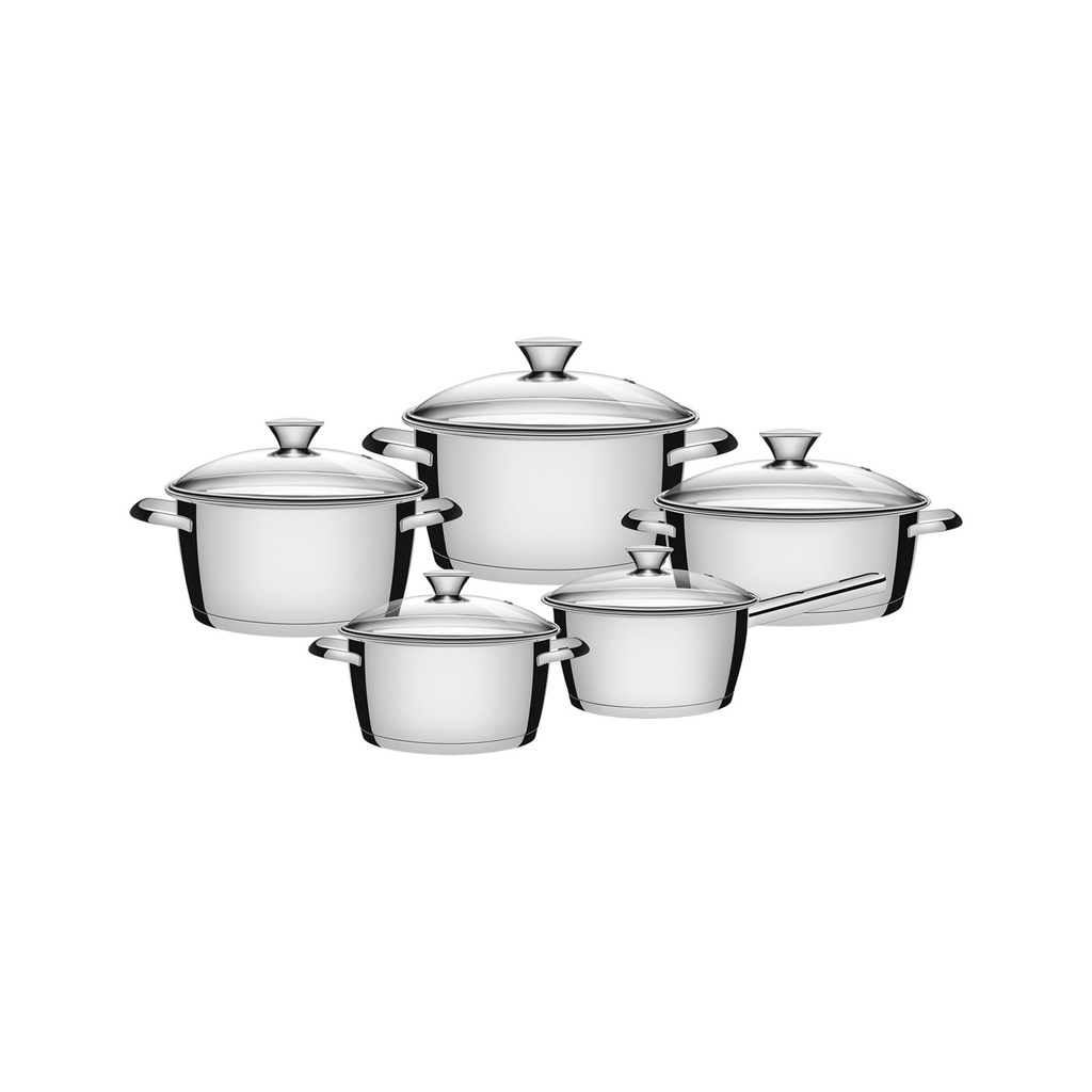 JUEGO DE OLLAS EN ACERO INOXIDABLE FONDO TRIPLE 5 PIEZAS ALLEGRA