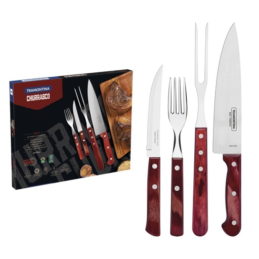 JUEGO PARA CHURRASCO 14 PIEZAS POLYWOOD