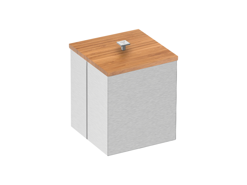 [94540076] BASURERO INOX LUZ C/TAPA DE BAMBU 4