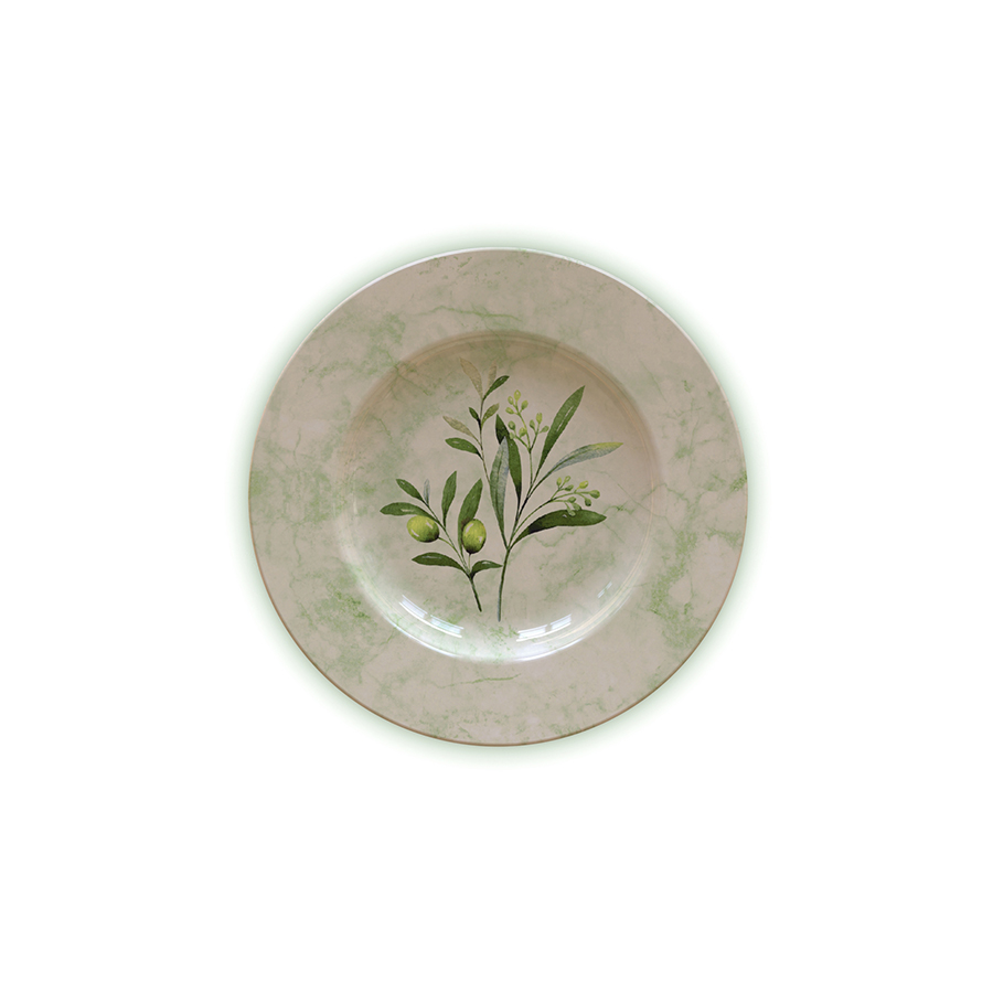 [96580001] PLATO PARA POSTRE EN PORCELANA Ø21 CM. OLIVA
