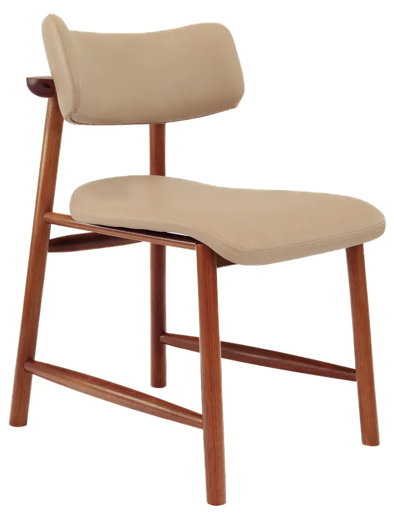 [14323131] SILLA RITMO MARUJA DE MADERA TAUARI ALMENDRA CON TAPIZADO BEIGE