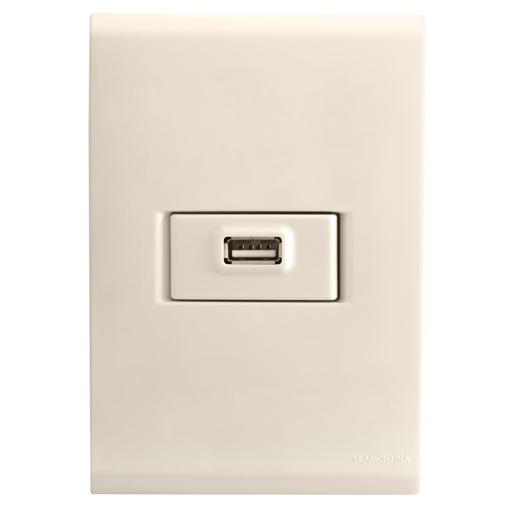 CONJUNTO ARMADO TOMA USB 1.5A - BIVOLT BEIGE LIZ