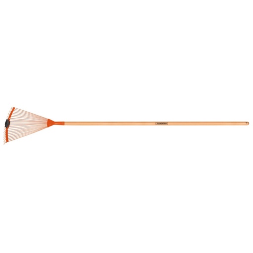 ESCOBA METALICA REGULABLE, 22 DIENTES, MANGO DE MADERA 120 CM