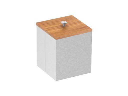 BASURERO INOX LUZ C/TAPA DE BAMBU 4