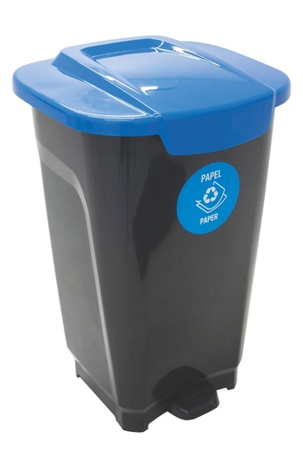 BASURERO 50 L NEGRO TAPA AZUL T-FORCE